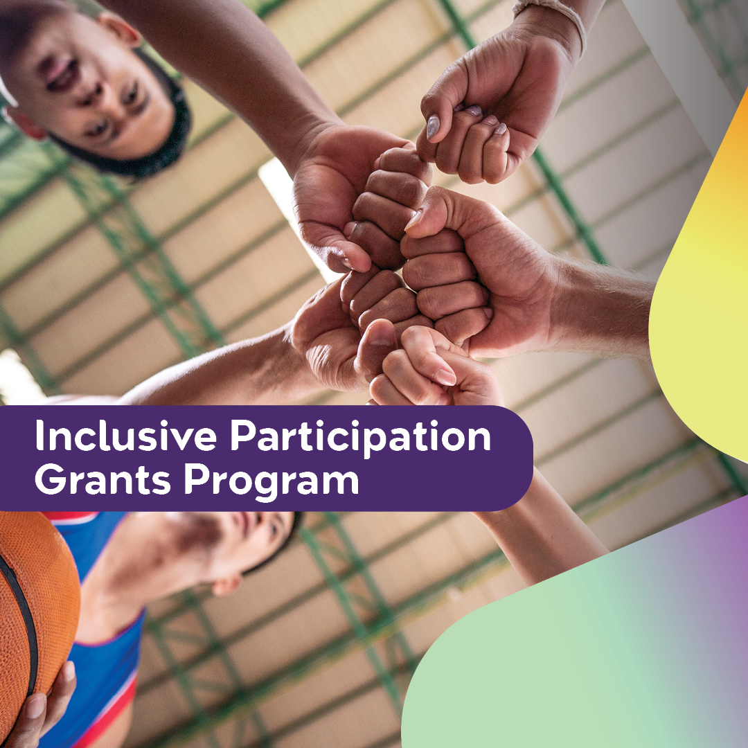 Inclusive Participation Grants Program branded image with people touching fists in a circle